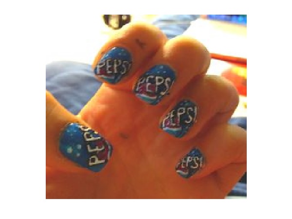 Blue Pepsi Nail Design