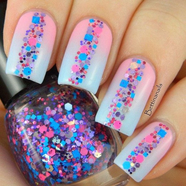 Candy Colored Glitter Nail Design