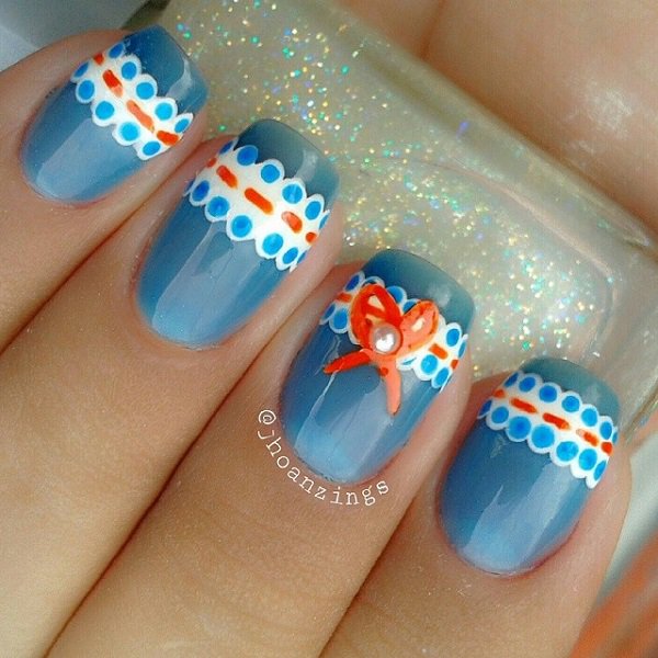 Cute Blue Lace Nail Design