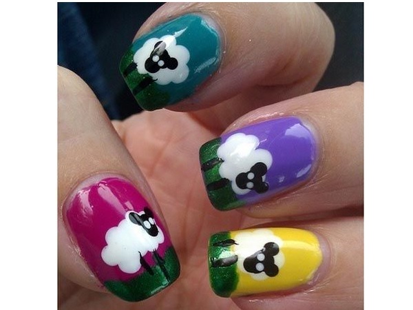 Cute Sheep Nail Design