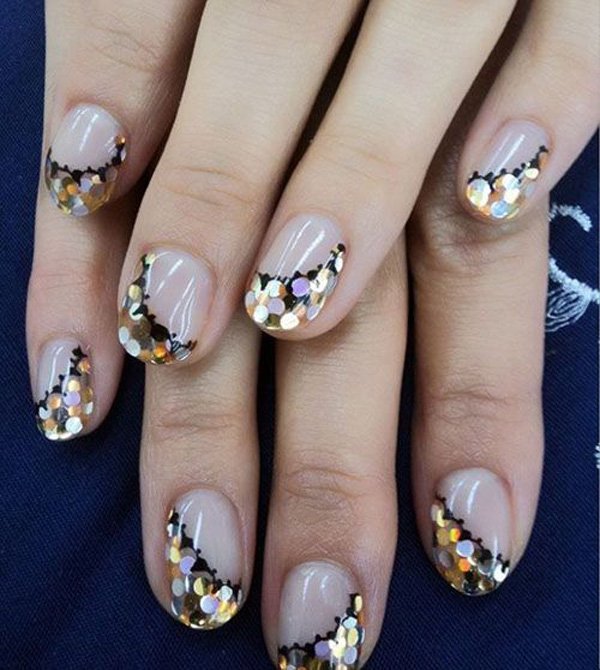 Diagonal Glitter Nail Design