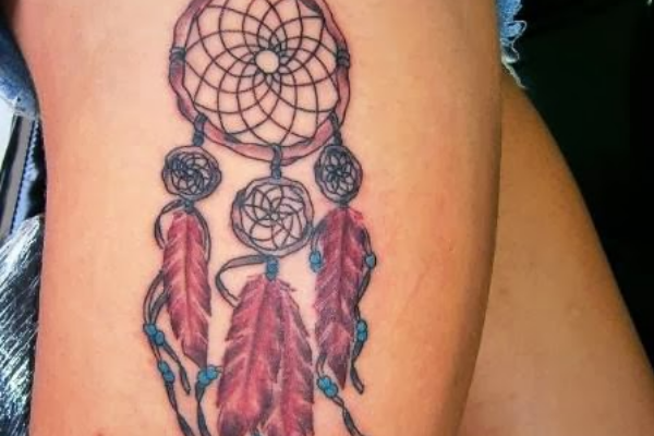 Dream Catcher Tattoo Design with Feathers
