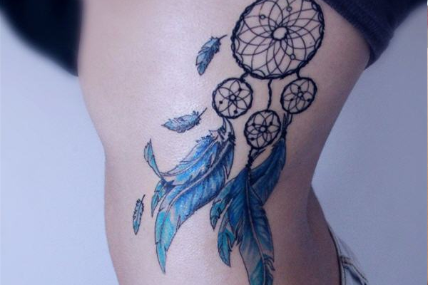 Dream Catcher Tattoo Design with Feathers