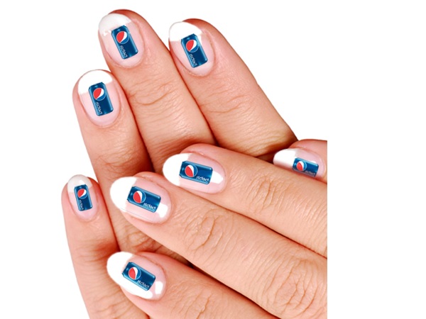 French Mani Pepsi Nail Design