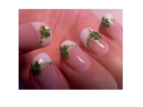 French Mani Shamrock Nails