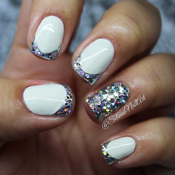 French Tip Glitter Nail Design