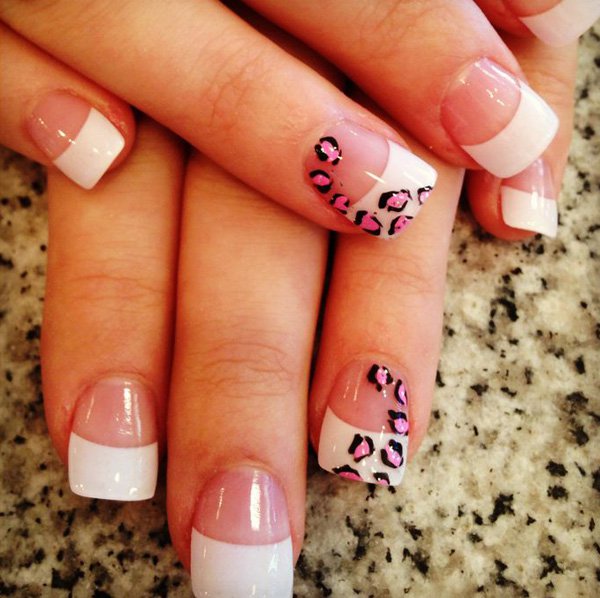 French Tip Leopard Print Nail Design