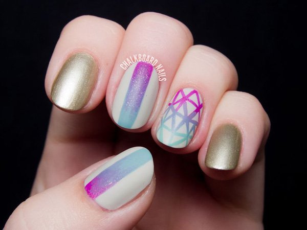 Geometric Gradient Nail Design