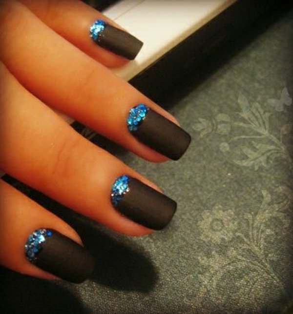 Black Glitter Nail Design