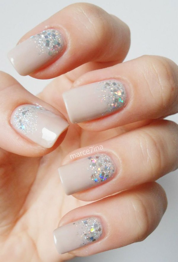 Nude Glitter Nail Design