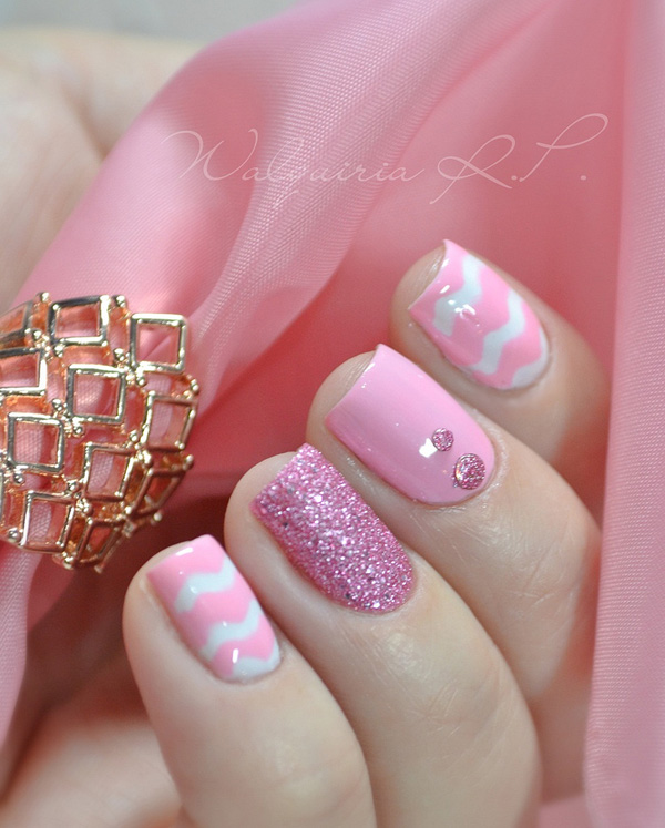 Glitter Pink Nail Design