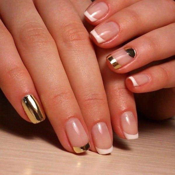 Gold French Tip Nail Design