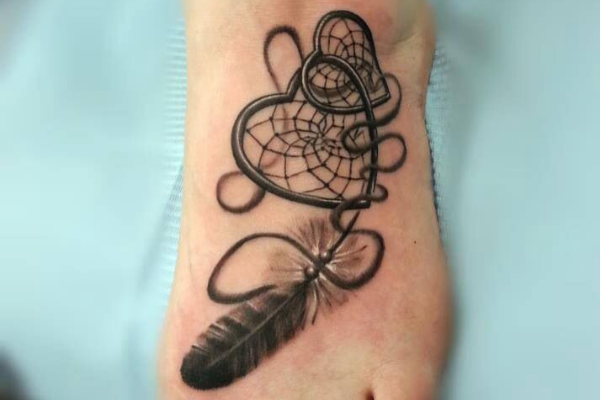 Heart Shaped Dream Catcher Tattoo Design