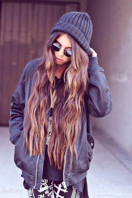 Long Hair with a Black Hat