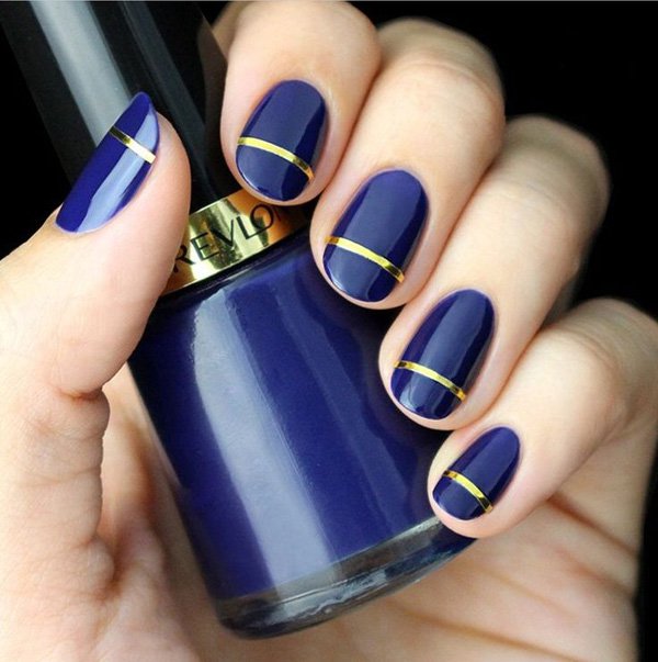 Metallic Blue Nail Design