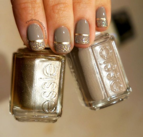 Metallic Grey Nail Design