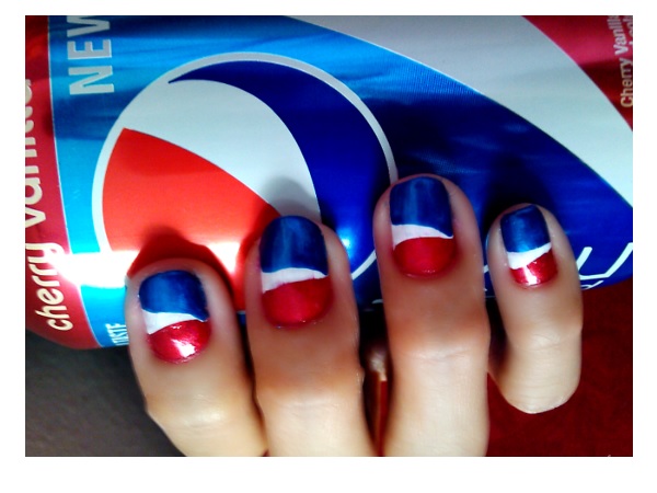 Metallic Pepsi Nail Design