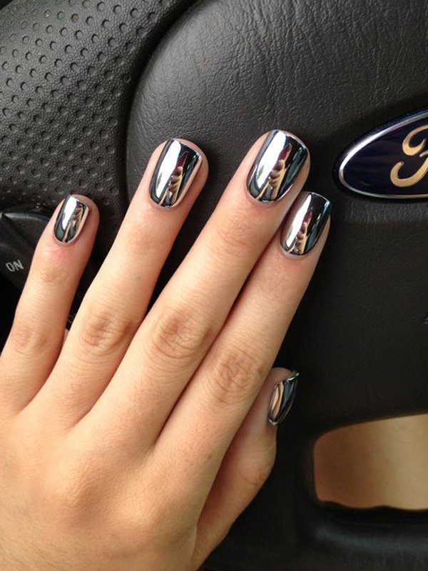 Metallic Silver Nail Design