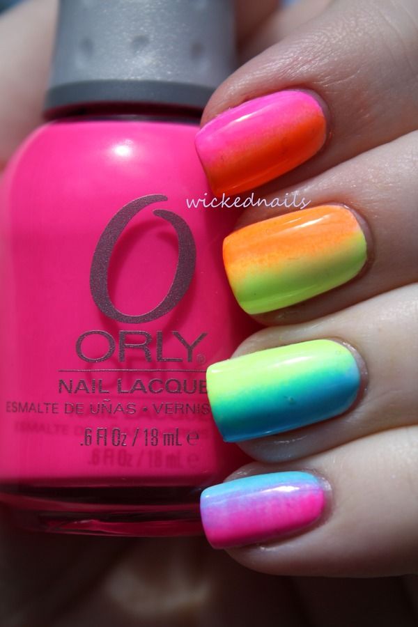 Multi-Colored Gradient Nail Design