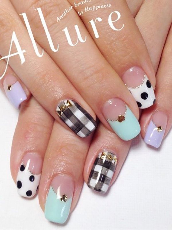 Multi-Colored Plaid Nail Design