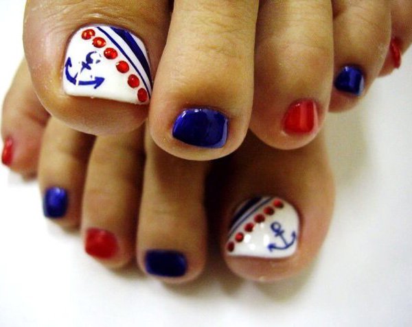 Nautical Toenail Design