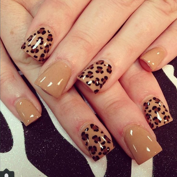 Nude Leopard Print Nail Design