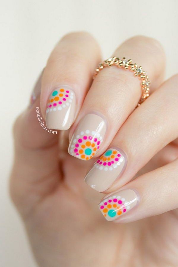 Nude Polka Dot Nail Design