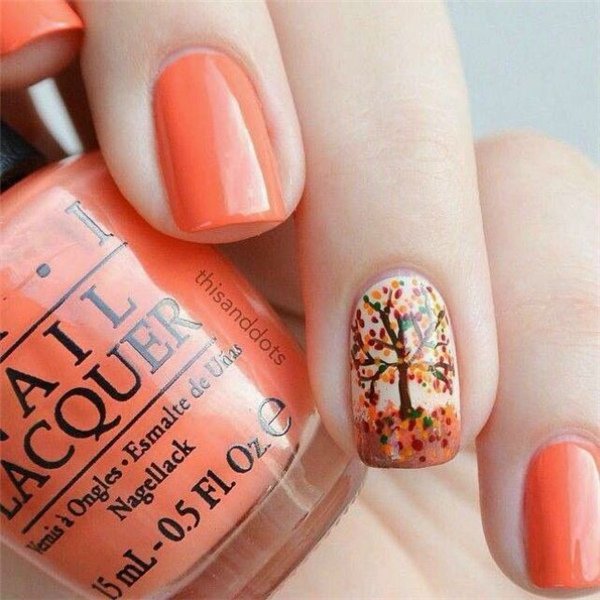 Orange Thanksgiving Nail Design