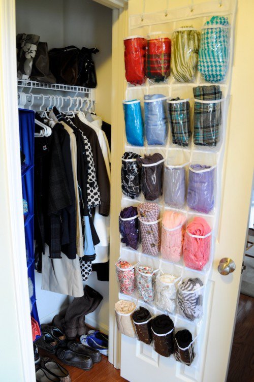 Over the Door Scarf Storage Idea