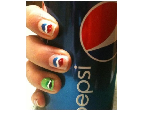 Pepsi Logo Nail Design