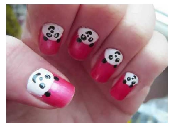 Pink Panda Nail Design