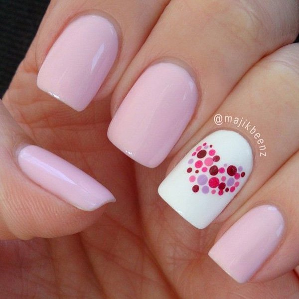 Pink Polka Dot Nail Design