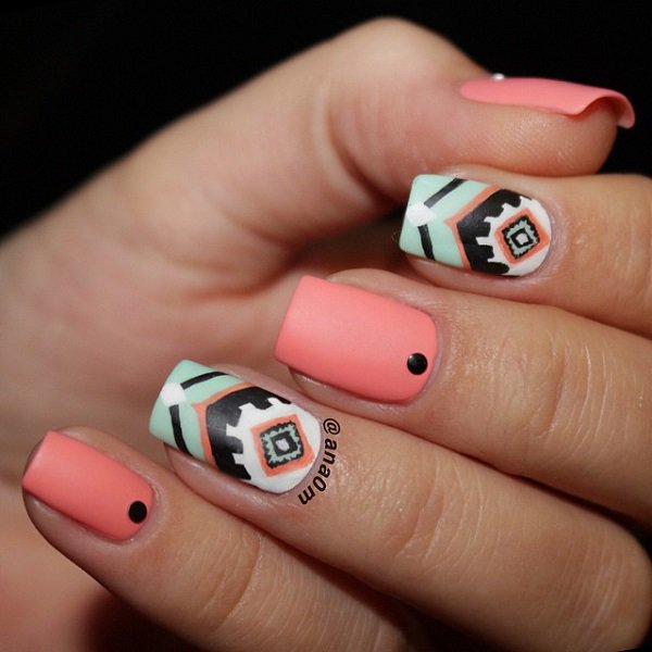 Pink Tribal Nail Design