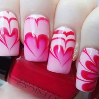 Pink Water Marble Nail Design