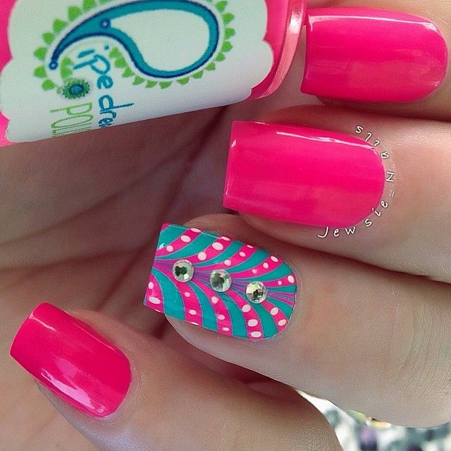 Pink and Green Nails