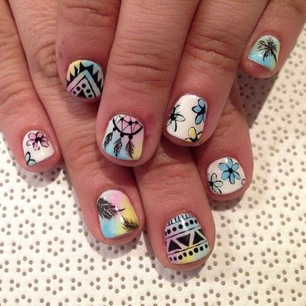 Cute Tribal Nail Design for Short Nails