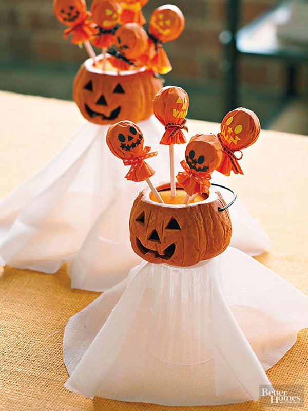 Pumpkin with Lollipop Ghosts