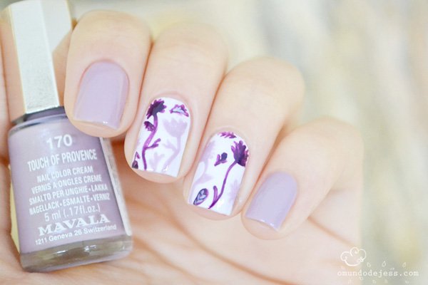 Purple Dandilion Nail Design