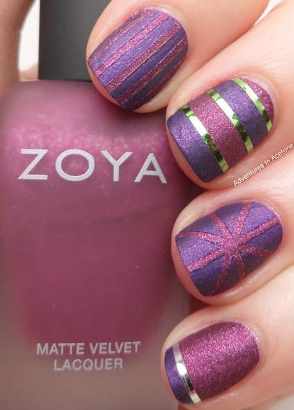 Purple Metallic Nail Design