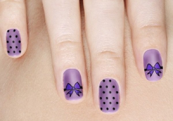 Purple Polka Dot Nail Design