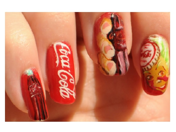 Red Coca Cola Nail Design