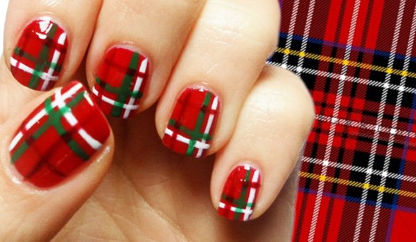 Red Plaid Nail Designs for Fall - wide 7