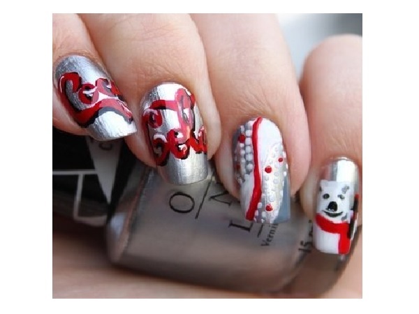 Silver Coca Cola Nail Design