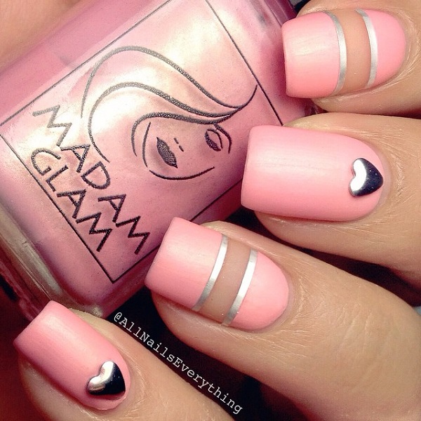 Striped Pink Nail Design