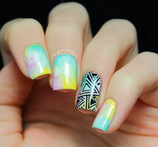 Watercolor Nail Art Design