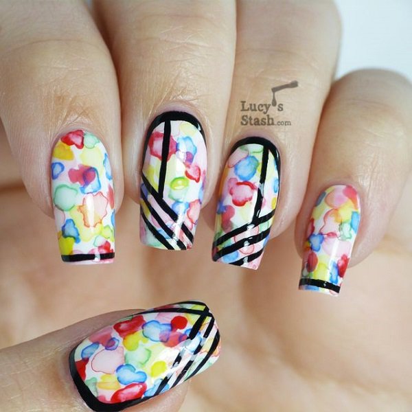 Watercolor Nail Art Design