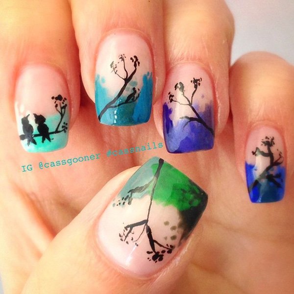 Watercolor Nail Art Design