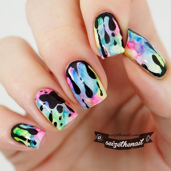 Watercolor Nail Art Design