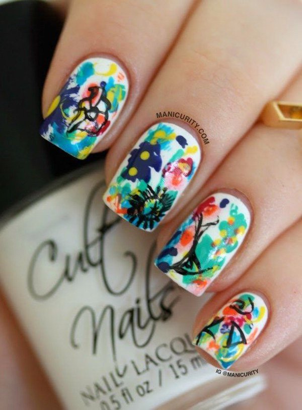 Watercolor Nail Art Design