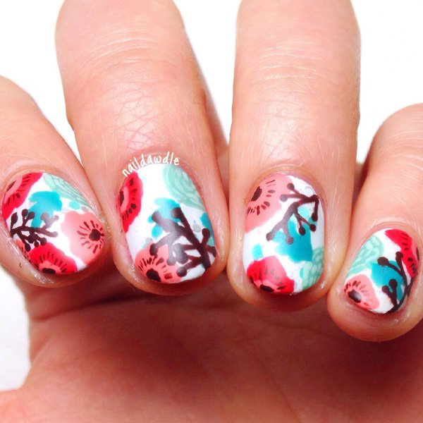 Watercolor Nail Art Design